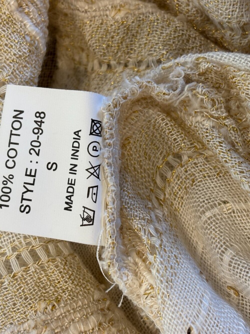 Buby.S Dreamy Woven Tassel Tunic | Ivory/Cream | Size Small | New with Tags - Picture 6 of 6